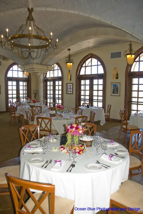 The neautral colored chairs and table linens complimented the venue's 