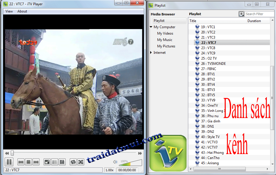 Xem TIVI miễn phí bằng phần mềm ITV vả VLC from Cafeesang.Tk