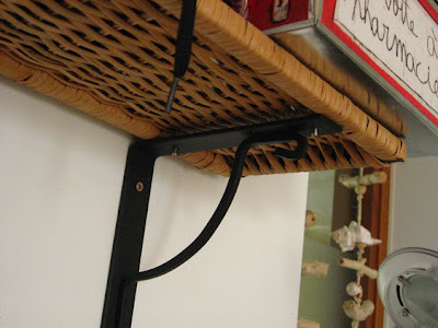 rattan shelves close up