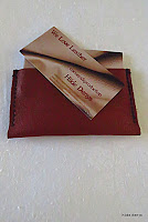 LoveLea's card holder in red leather, black stitching