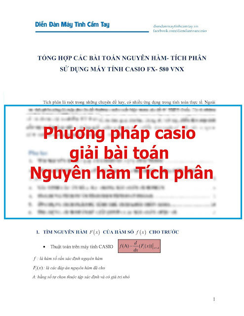 [Tomtatkienthuc] -Phương pháp casio giải bài toán Nguyên hàm Tích phân