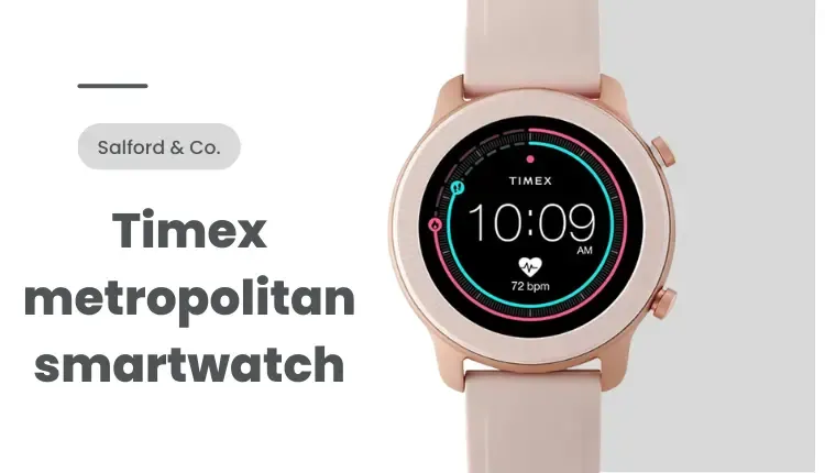 Timex metropolitan smartwatch image with a white background in gray