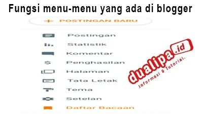 Fungsi menu-menu yang ada di blogger