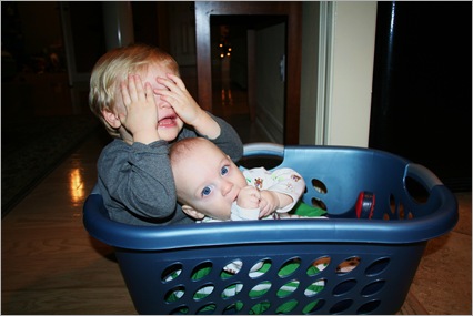 Trigger and Campbell in Laundry basket 131