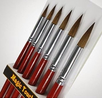 Artist's Paint Brushes: Top Quality Red Sable Mix, Long Handle, Round Paint Brush Set