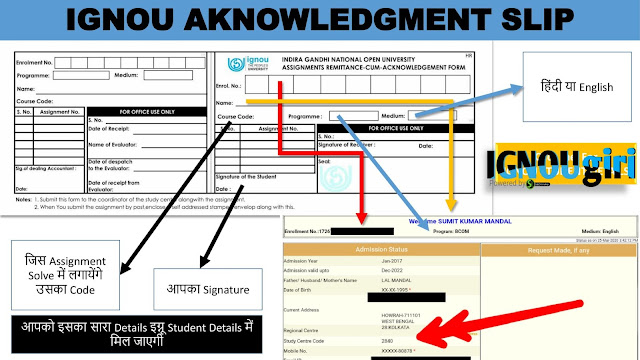 Ignou Assignment acknowledgement Slip Download Pdf