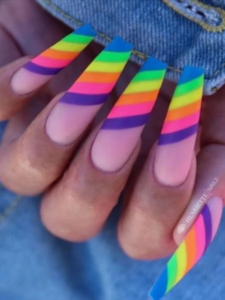 10. Rainbow-Inspired Long Ballerina Nails