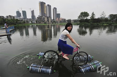 Unusual Modified Bicycle Rides on Water Seen On goodday