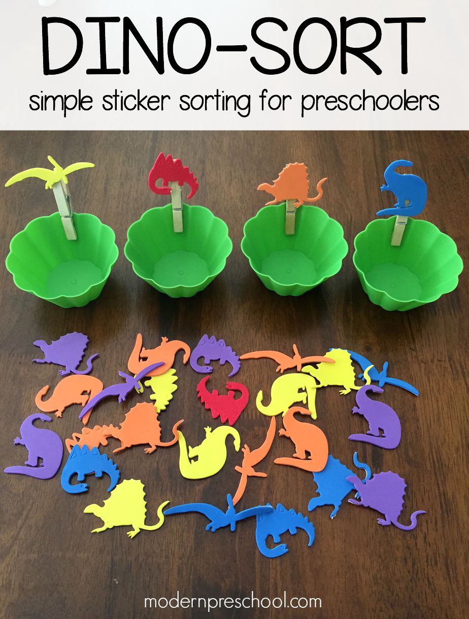 dinosaur sticker sorting for preschoolers