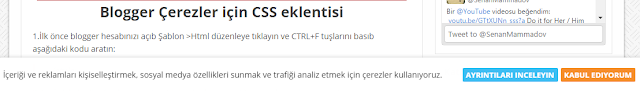 Blogger Çerezler için CSS eklentisi