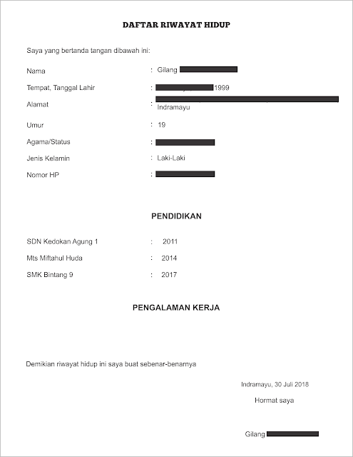 Cara Membuat/Mengisi Daftar Riwayat Hidup (CV) Yang Baik Dan Benar (Tulis Tangan ataupun Print)