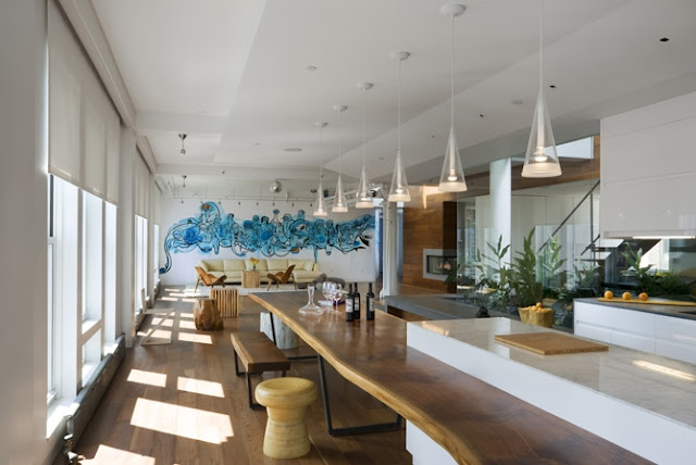 Photo of living room and dinning room in the penthouse