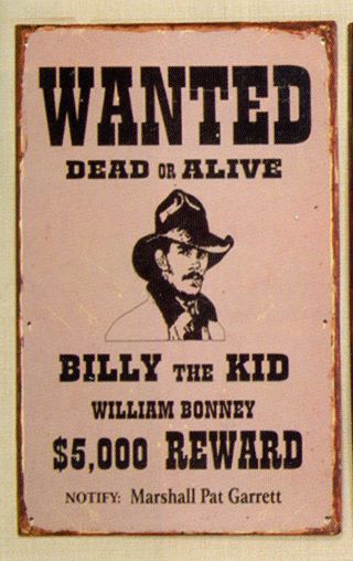 billy the kid wanted poster. hair Framed wanted poster for