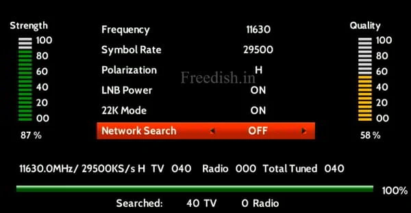 Scan 11630/H/29500 New MPEG-4 TP List