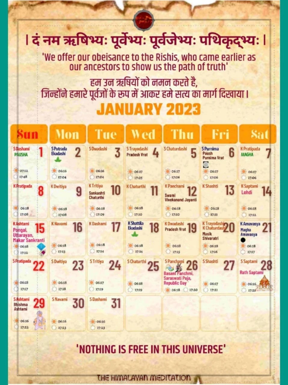 Hindu Calendar 2023 Download Vedic Hindu Calendar 2023 In PDF 