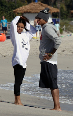 Chris Brown on the beach in Miami