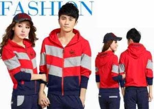 jaket couple terbaru murah warna merah stripe