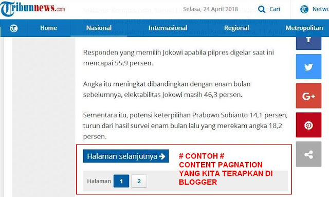 Cara Membuat Content Pagination di  Blogger seperti Wordpress