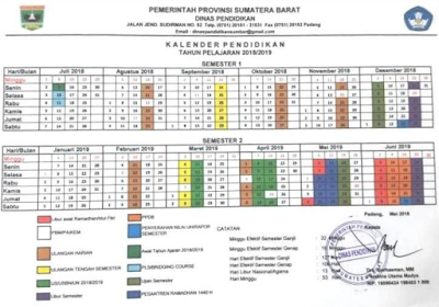 Kalender Pendidikan 2018/2019 Sumatera Barat