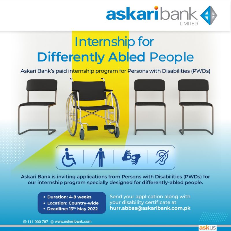 Askari Bank Limited Internship opportunities for Differently Abled People!