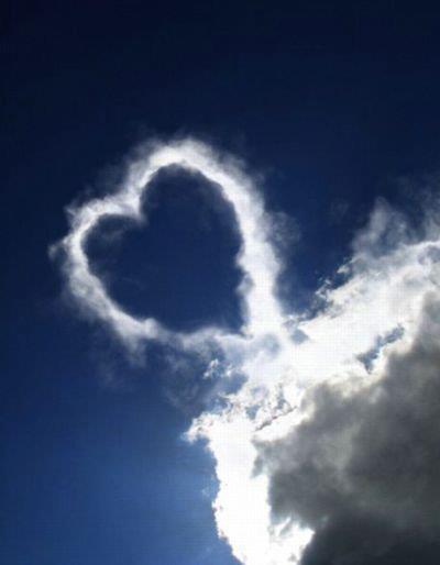 Heart created by clouds on sky