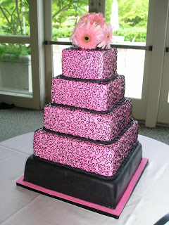 Pink and Black Wedding Cake