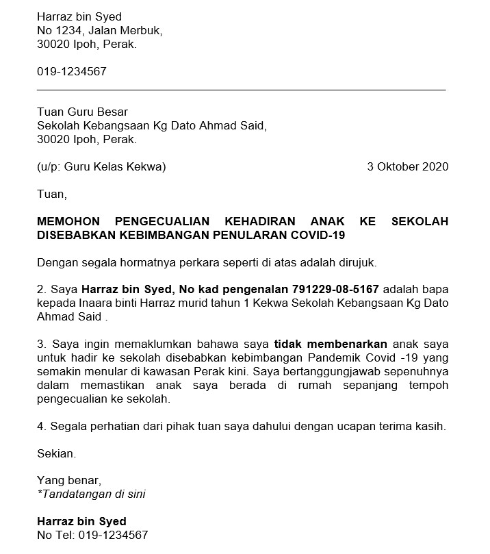 Contoh Surat Ketidakhadiran Sekolah Copy Paste