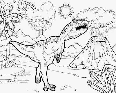 See Jurassic World reptiles volcano eruption Allosaurus dinosaur predator printable lizard coloring