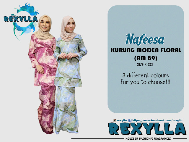 rexylla, baju kurung, kurung moden, floral, floral print, nafeesa collection