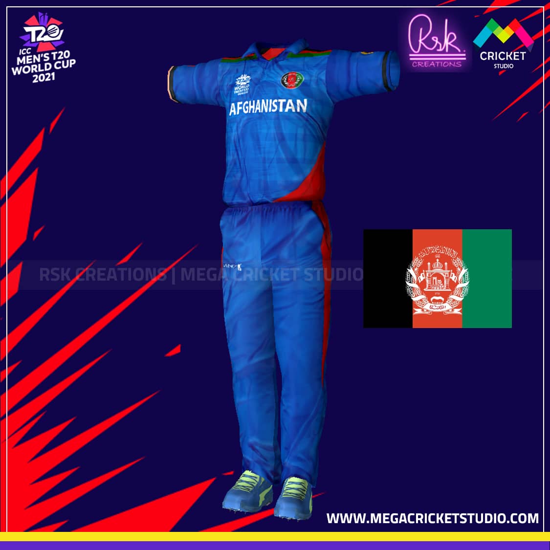 ICC T20 World Cup 2021 Afghanistan HD Kit for EA Sports Cricket 07