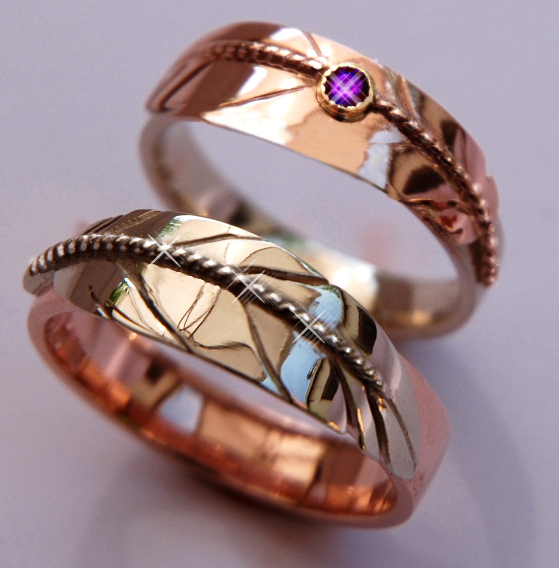 Native art wedding rings