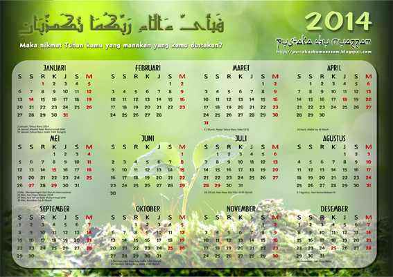 Pustaka Abu Muazzam: KALENDER 2014 MASEHI DAN 1435 HIJRIYAH