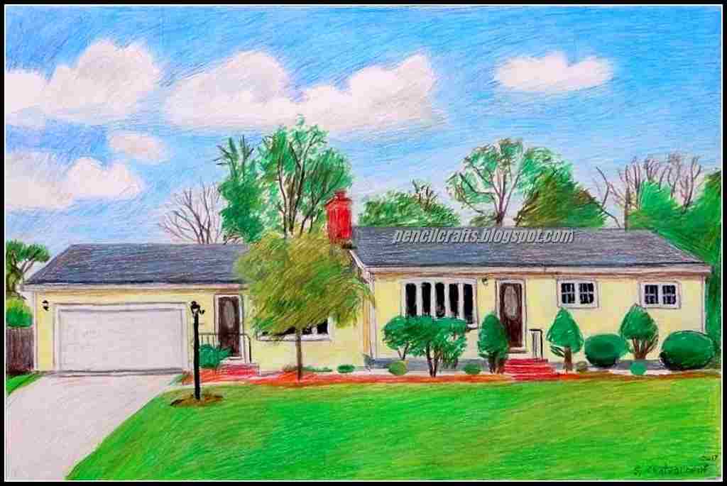 House Color Pencil Drawings