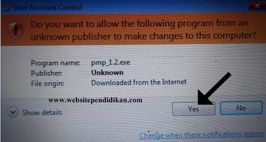 Tampil "User Account Control", Klik Yes