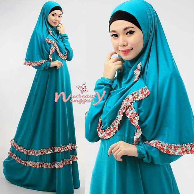 Simple Floral Design Woman Jubah Dress 