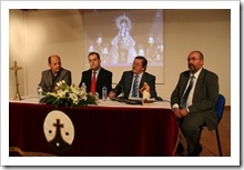De izquierda a derecha: Francisco García-Minguillán, vocal de la Hernadad; Amalio Manuel Cachero, presidente de la misma; Vicente de Gregorio, alcalde de Almodóvar; y Carlos Vicente Sendarrubias, vocal de la Hermandad.