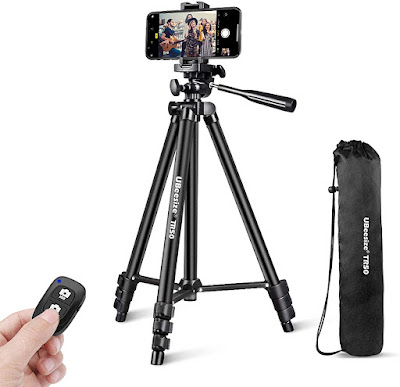UBeesize Phone Tripod, 51" Adjustable Travel Video Tripod Stand with Cell Phone Mount Holder & Smartphone Bluetooth Remote