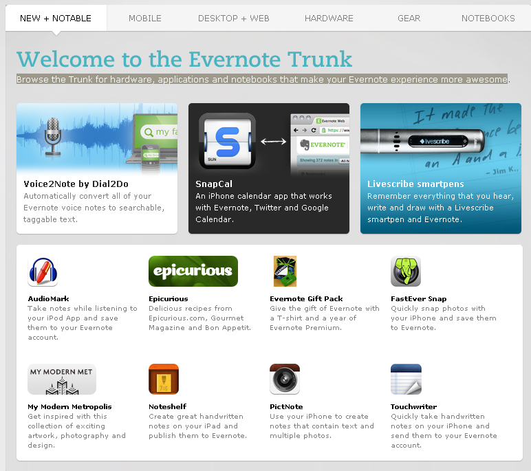 Evernote Trunk- hardware, apps & notebooks that make 