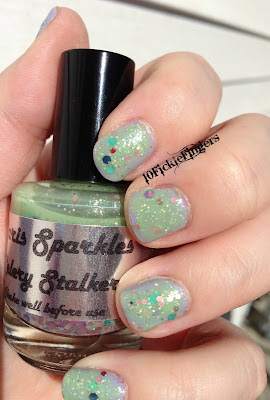 Paris Sparkles Celery Stalker swatch in sun