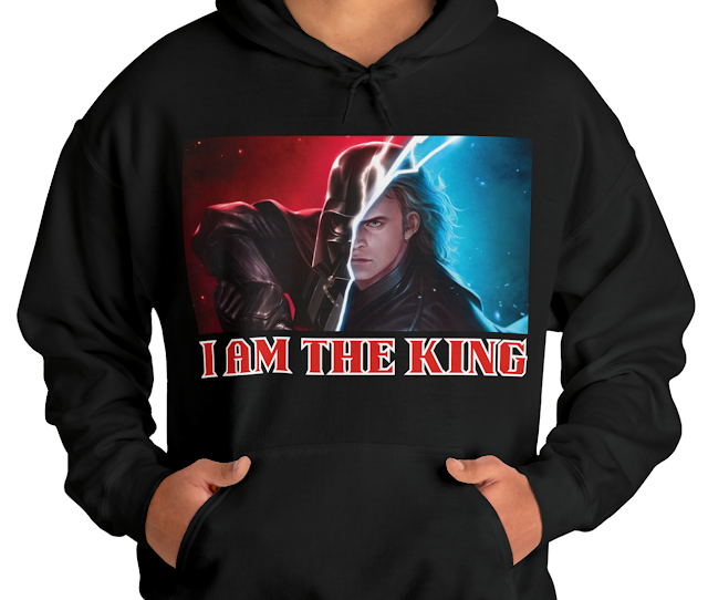 A Hoodie With Star Wars Darth Vader 's Half Face Visible and Caption I am the King
