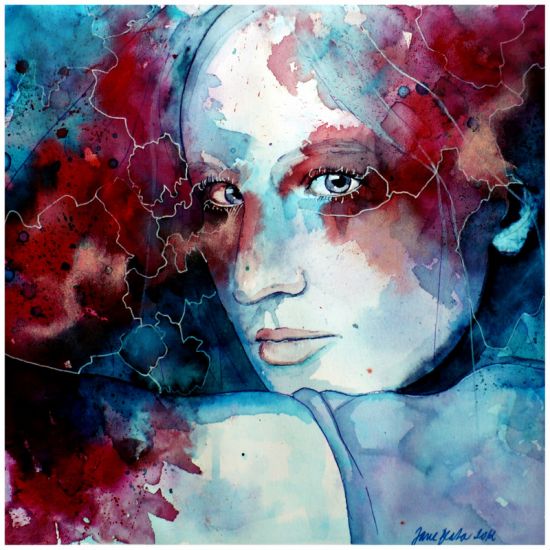 Jana Lepejova jane-beata deviantart pinturas aquarela mulheres olhares femininos A outra