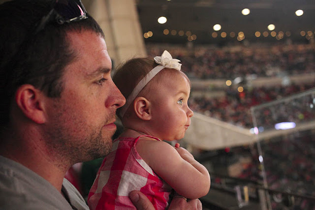 Father and daughter enjoying the Houston Rodeo