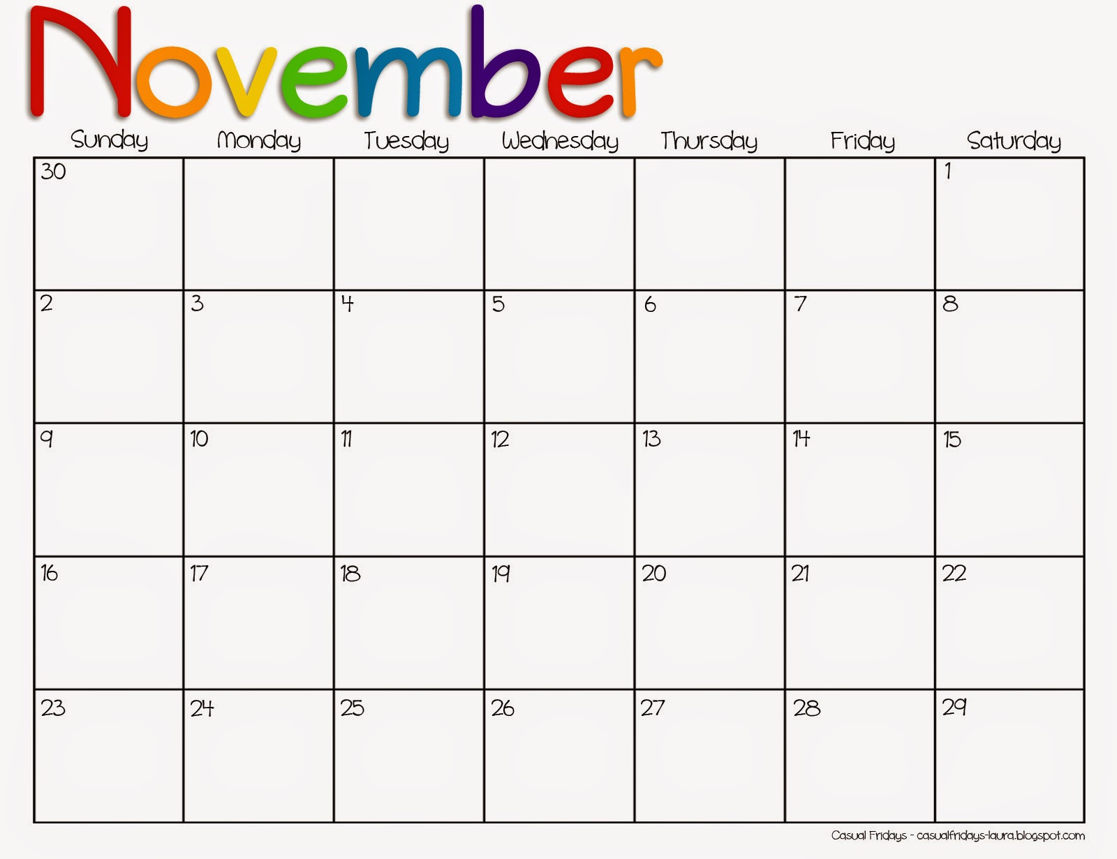 Casual Fridays Free Printable 2014 2015 Calendar