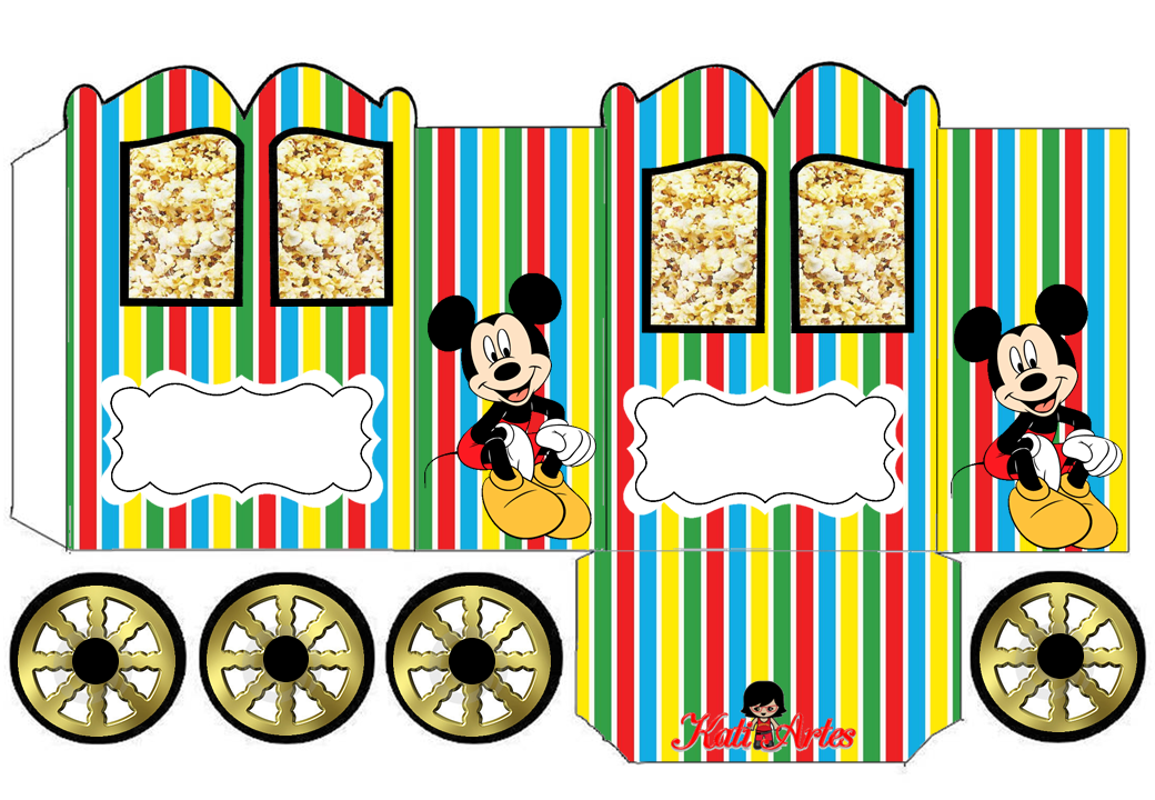 Mickey with Colored Stripes: Princess Carriage Shaped Free Printable Box.