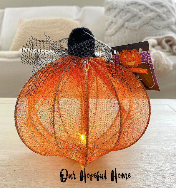 orange mesh light up pumpkin from Dollar Tree