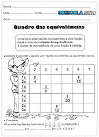 Atividades de matemática 5° ano frações para imprimir
