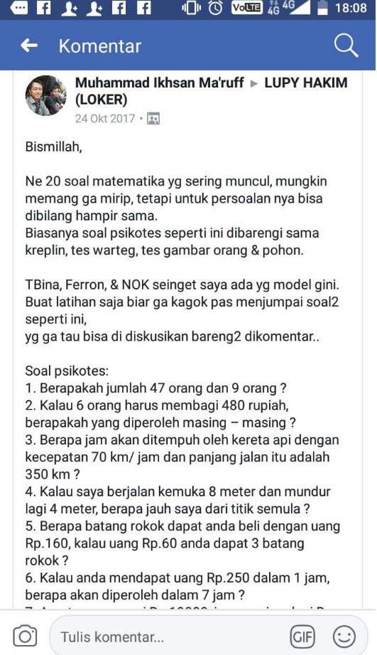 Soal Matematika Yang Sering Muncul Di Psikotes