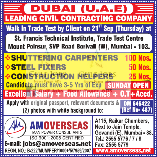 Leading Civil Contracting co Jobs for Dubai - UAE