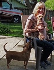 Patti with Parker (in lap) and Charlie