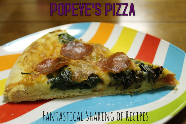 Popeye's Pizza - rich, robust sundried tomato alfredo sauce and spinach make this a fancy one | www.fantasticalsharing.com